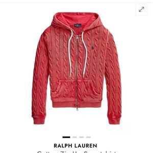 Ralph Lauren distressed red Cable Knit hoodie